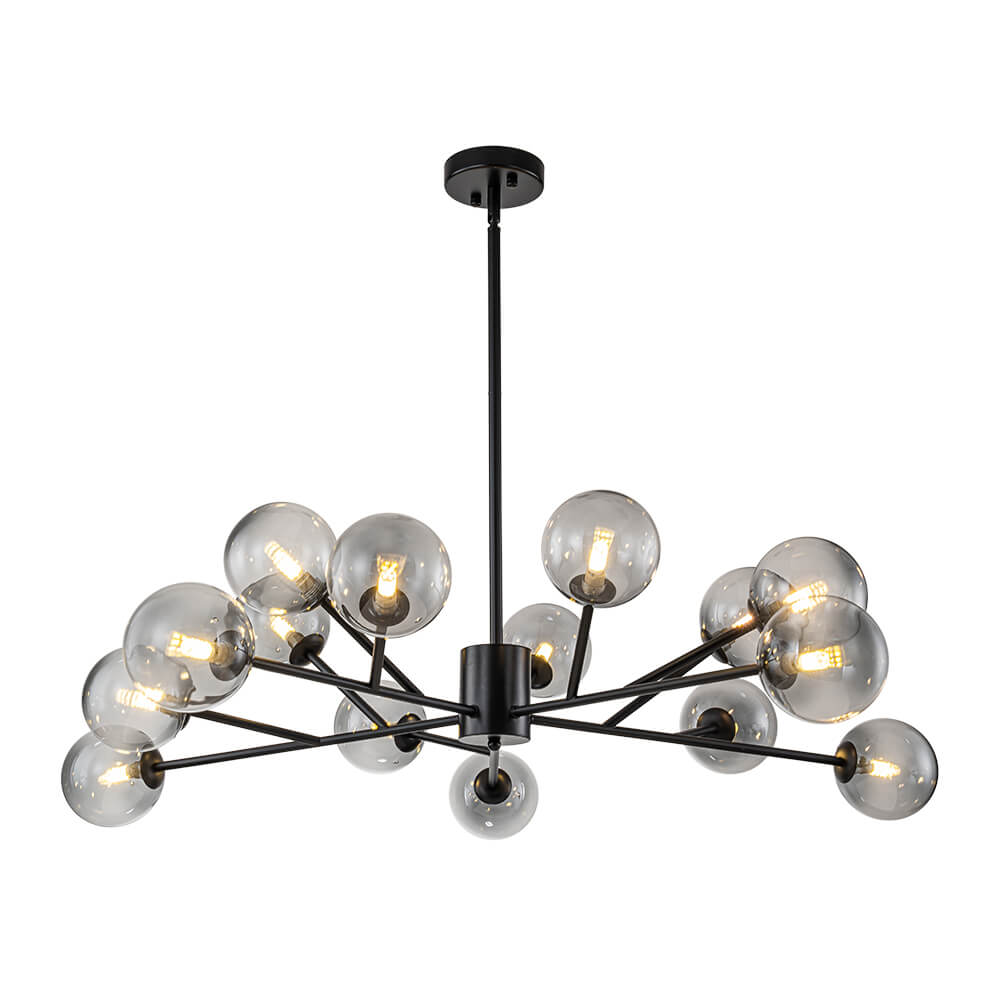 Modern 15 - Light Smoked Gradient Glass Globe Chandelier - LightfixturesUAE