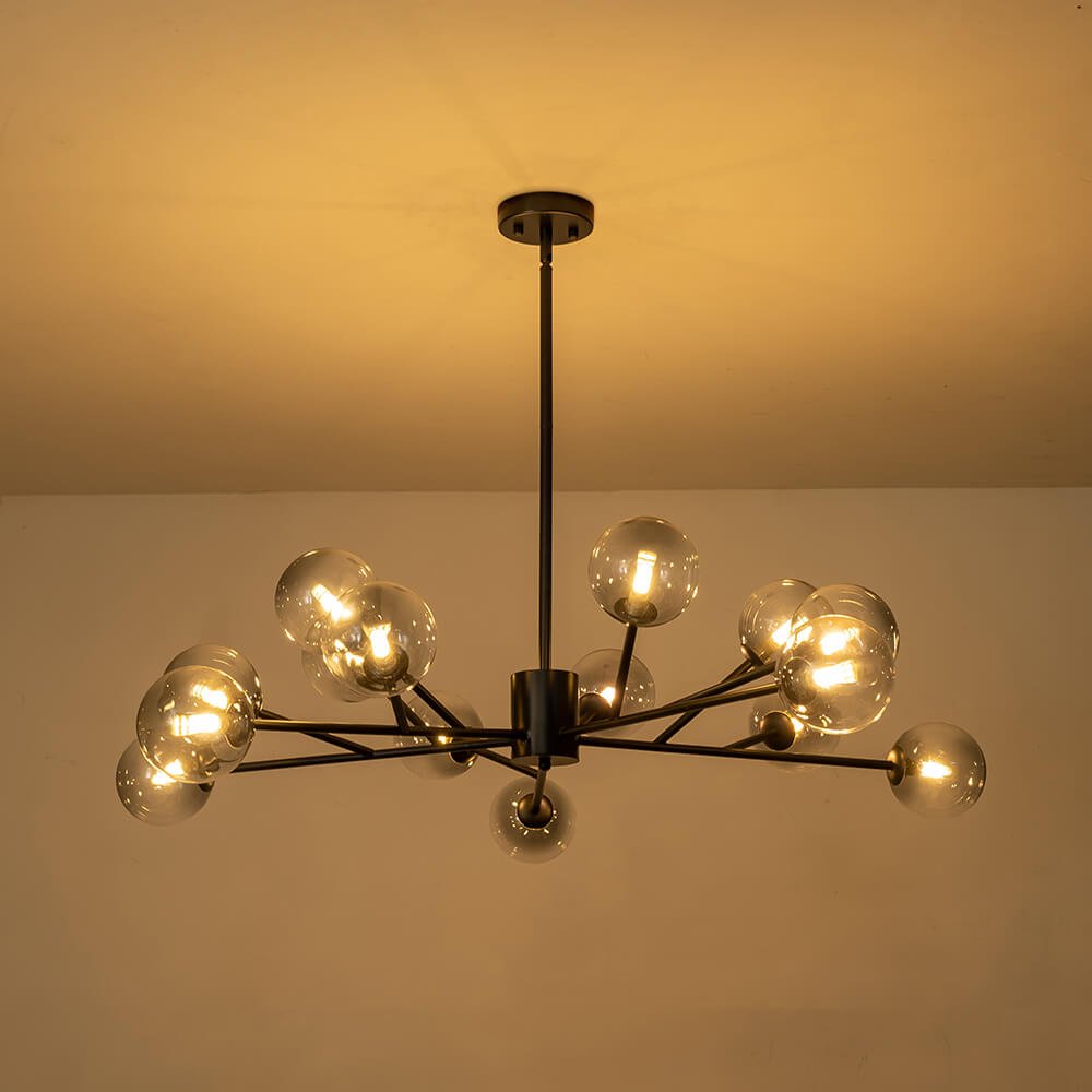 Modern 15 - Light Smoked Gradient Glass Globe Chandelier - LightfixturesUAE