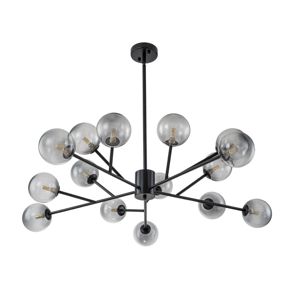 Modern 15 - Light Smoked Gradient Glass Globe Chandelier - LightfixturesUAE