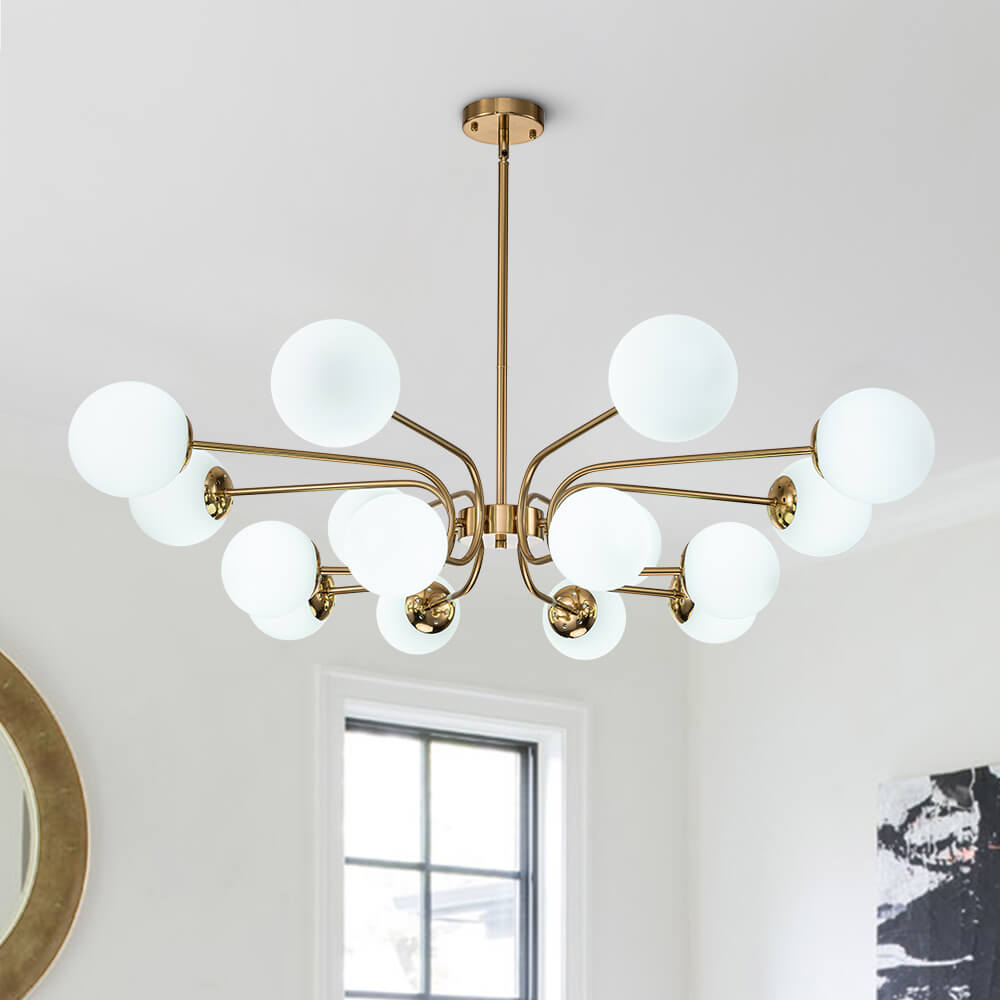 Modern 16 - Light Glass Globe Sputnik Chandelier - LightfixturesUAE