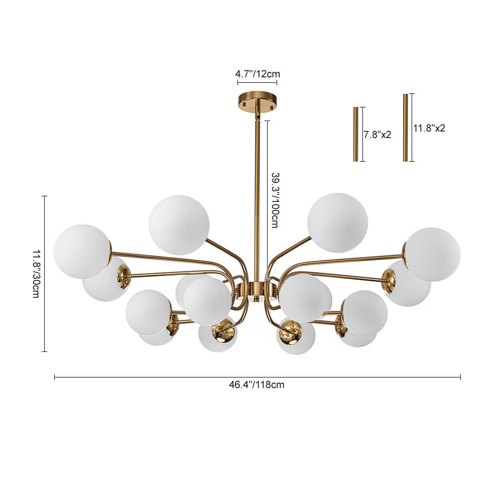 Modern 16 - Light Glass Globe Sputnik Chandelier - LightfixturesUAE