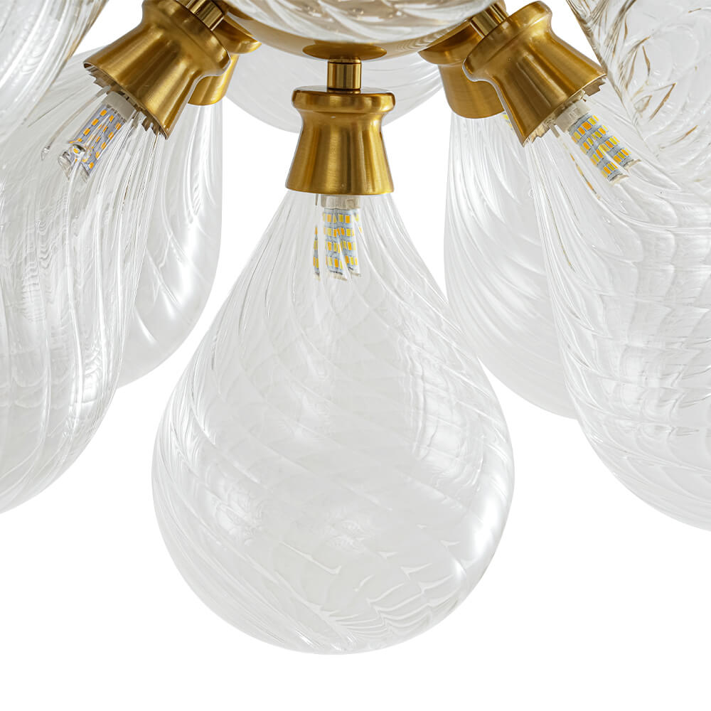 Modern 18 - Light Clear Stripe Glass Bubble Cluster Chandelier - LightfixturesUAE
