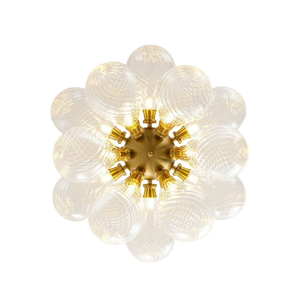 Modern 18 - Light Clear Stripe Glass Bubble Cluster Chandelier - LightfixturesUAE