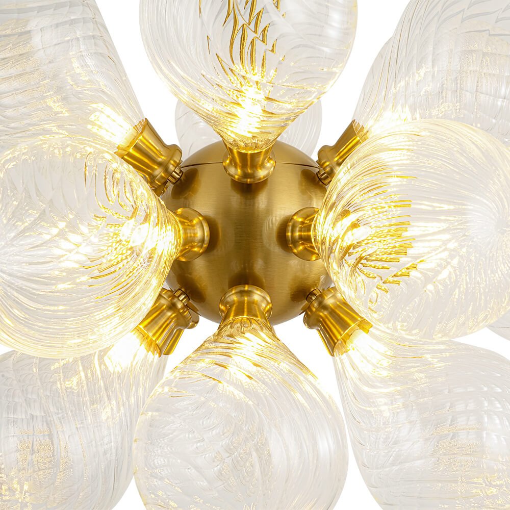 Modern 18 - Light Clear Stripe Glass Bubble Cluster Chandelier - LightfixturesUAE