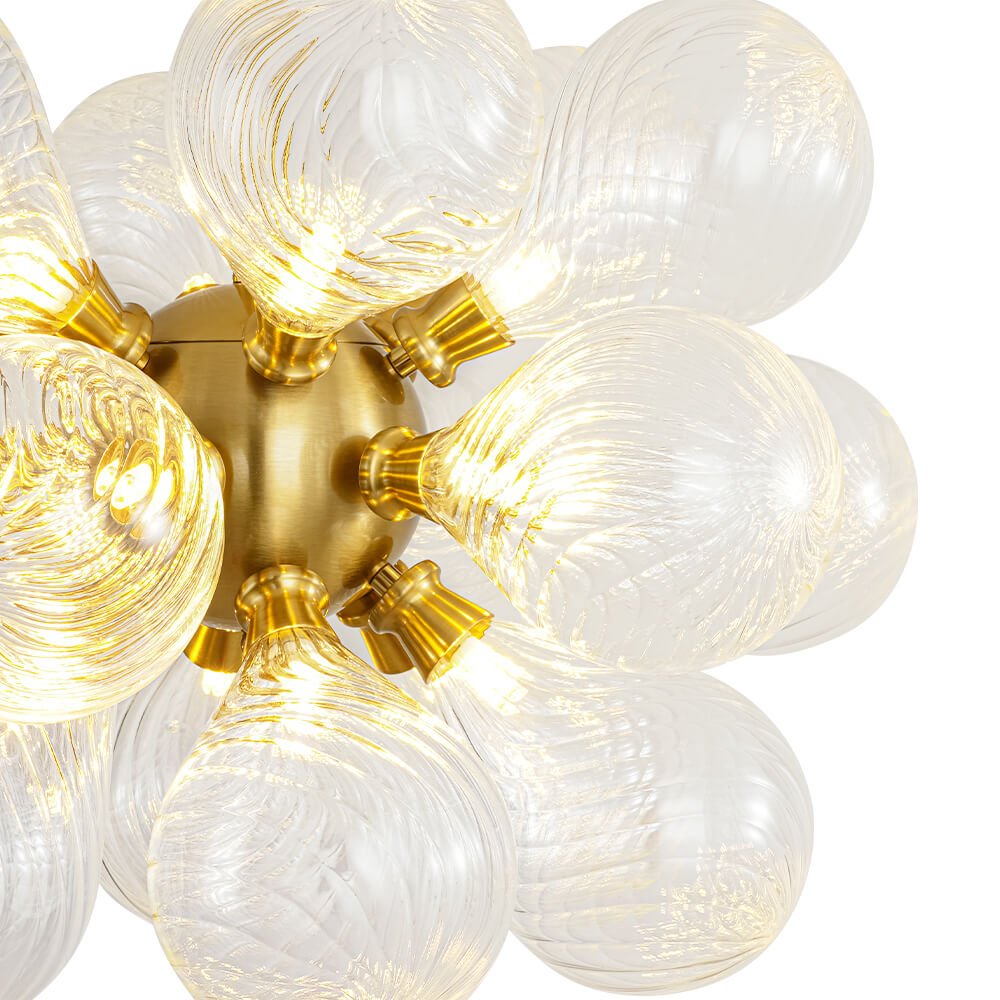 Modern 18 - Light Clear Stripe Glass Bubble Cluster Chandelier - LightfixturesUAE