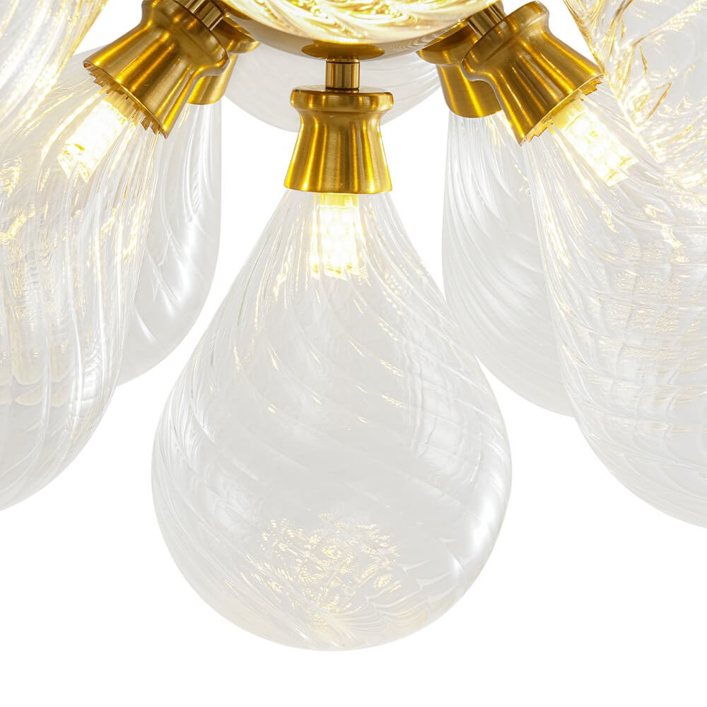 Modern 18 - Light Clear Stripe Glass Bubble Cluster Chandelier - LightfixturesUAE
