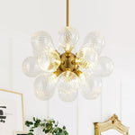 Modern 18 - Light Clear Stripe Glass Bubble Cluster Chandelier - LightfixturesUAE