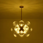 Modern 18 - Light Clear Stripe Glass Bubble Cluster Chandelier - LightfixturesUAE