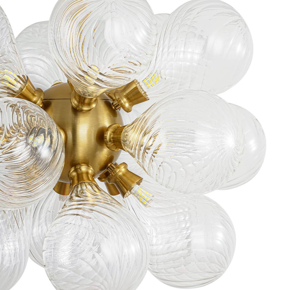 Modern 18 - Light Clear Stripe Glass Bubble Cluster Chandelier - LightfixturesUAE