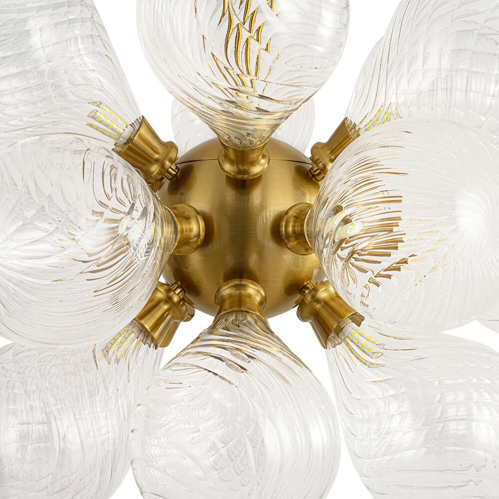 Modern 18 - Light Clear Stripe Glass Bubble Cluster Chandelier - LightfixturesUAE