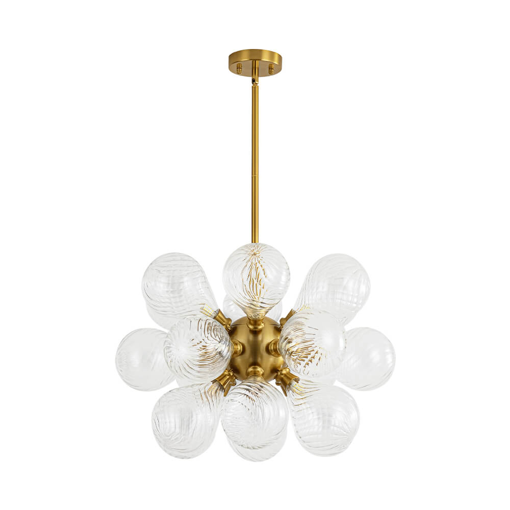 Modern 18 - Light Clear Stripe Glass Bubble Cluster Chandelier - LightfixturesUAE
