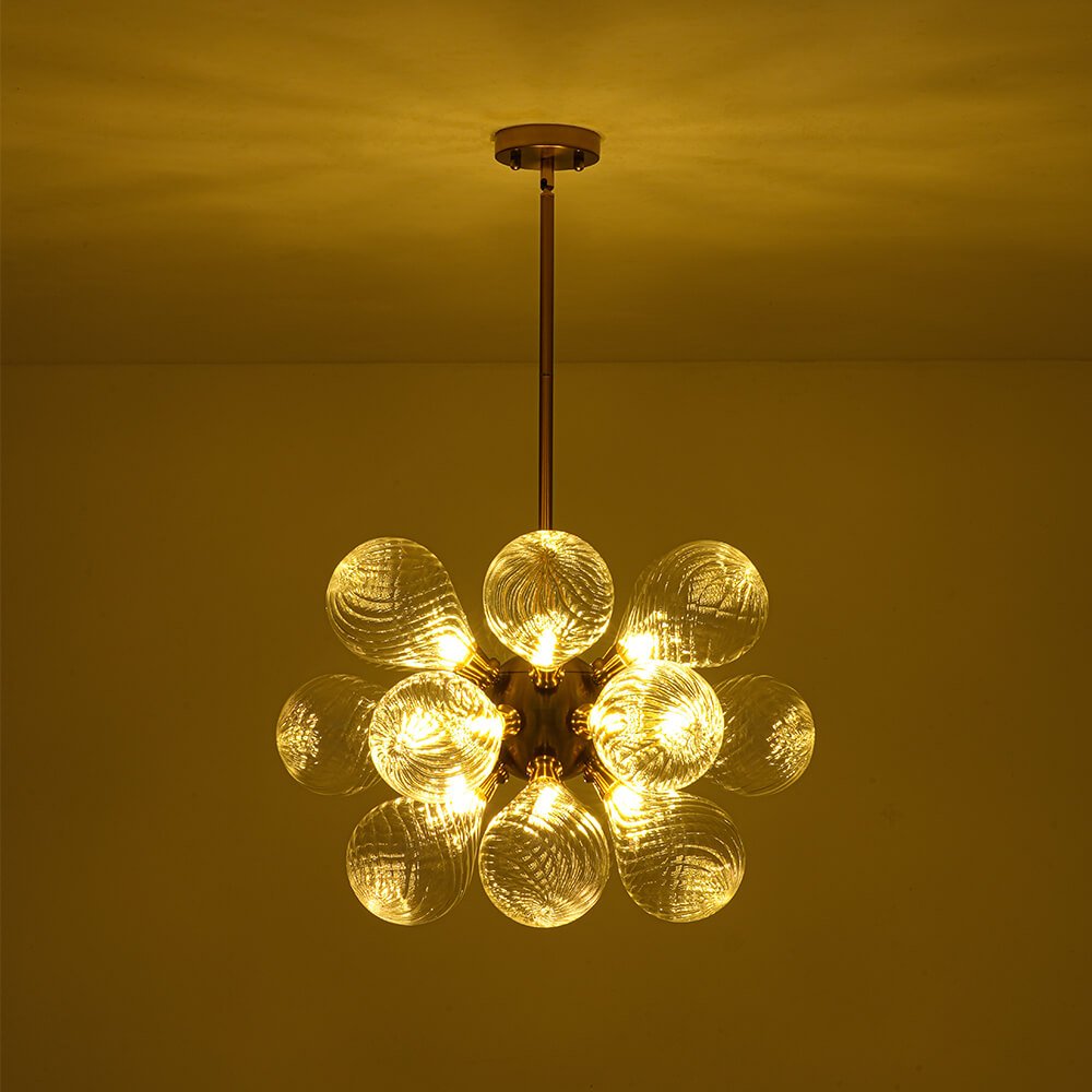 Modern 18 - Light Clear Stripe Glass Bubble Cluster Chandelier - LightfixturesUAE