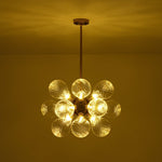 Modern 18 - Light Clear Stripe Glass Bubble Cluster Chandelier - LightfixturesUAE