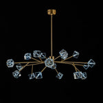 Modern 18 - Light Linear Sputnik Cluster Cube Crystal Chandelier - LightfixturesUAE