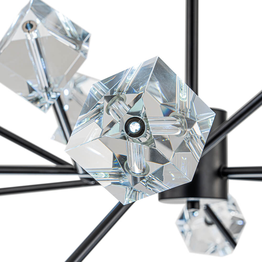 Modern 18 - Light Linear Sputnik Cluster Cube Crystal Chandelier - LightfixturesUAE