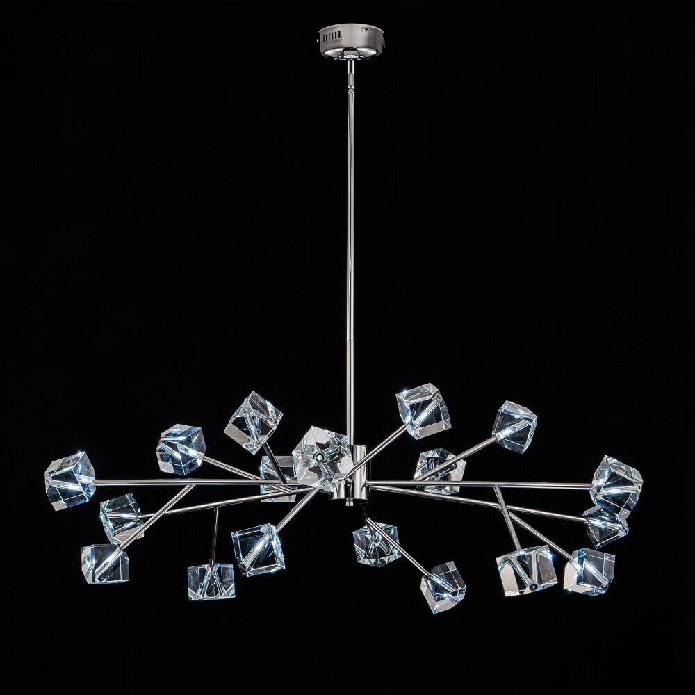 Modern 18 - Light Linear Sputnik Cluster Cube Crystal Chandelier - LightfixturesUAE