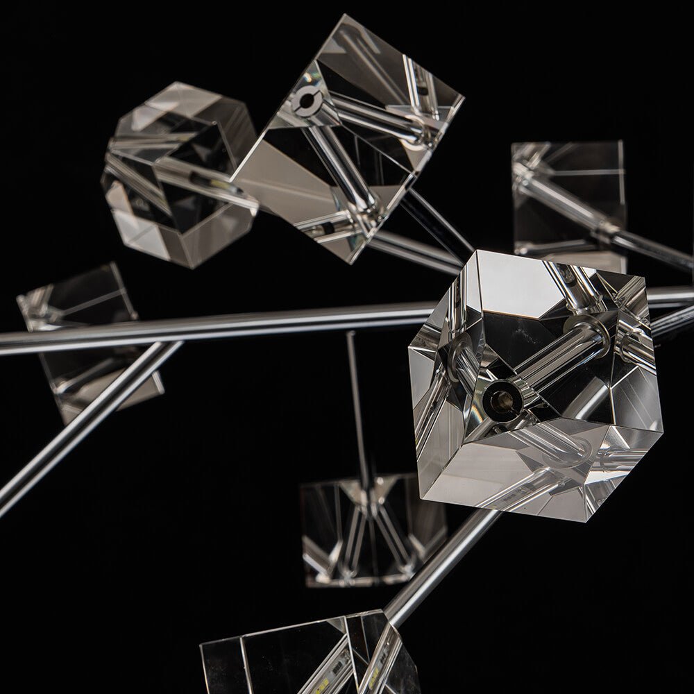 Modern 18 - Light Linear Sputnik Cluster Cube Crystal Chandelier - LightfixturesUAE