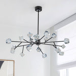 Modern 18 - Light Linear Sputnik Cluster Cube Crystal Chandelier - LightfixturesUAE