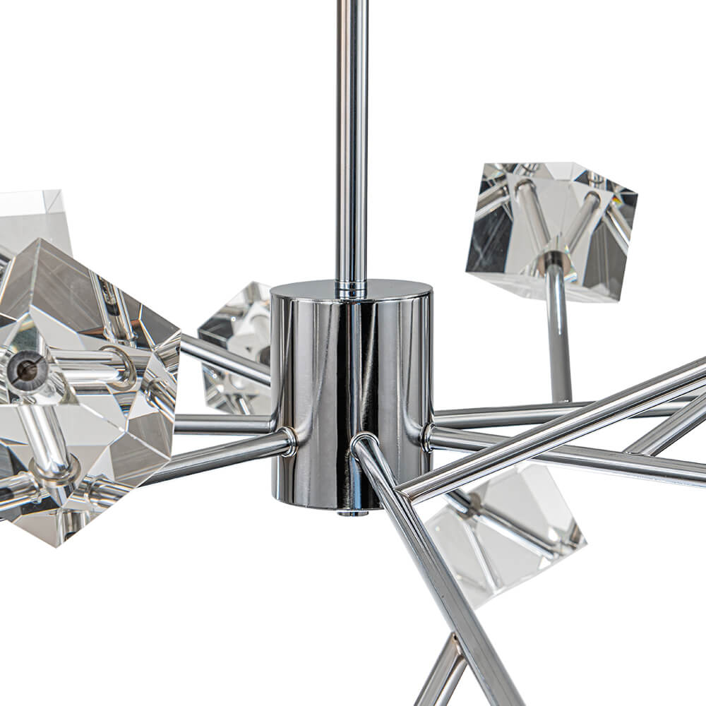 Modern 18 - Light Linear Sputnik Cluster Cube Crystal Chandelier - LightfixturesUAE