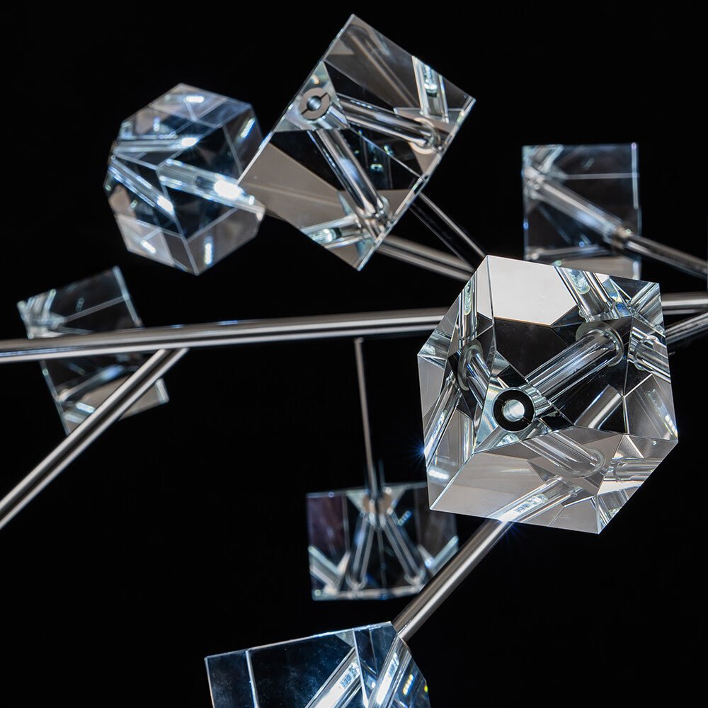 Modern 18 - Light Linear Sputnik Cluster Cube Crystal Chandelier - LightfixturesUAE