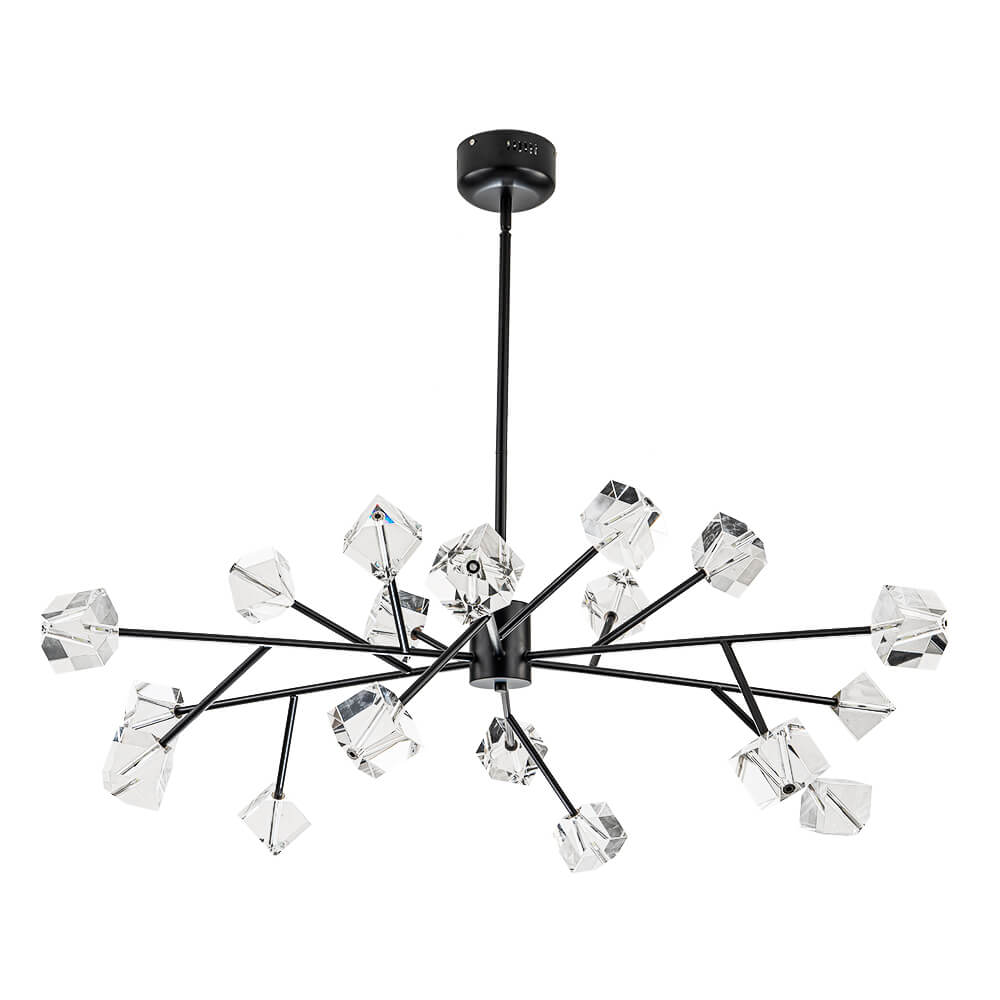 Modern 18 - Light Linear Sputnik Cluster Cube Crystal Chandelier - LightfixturesUAE