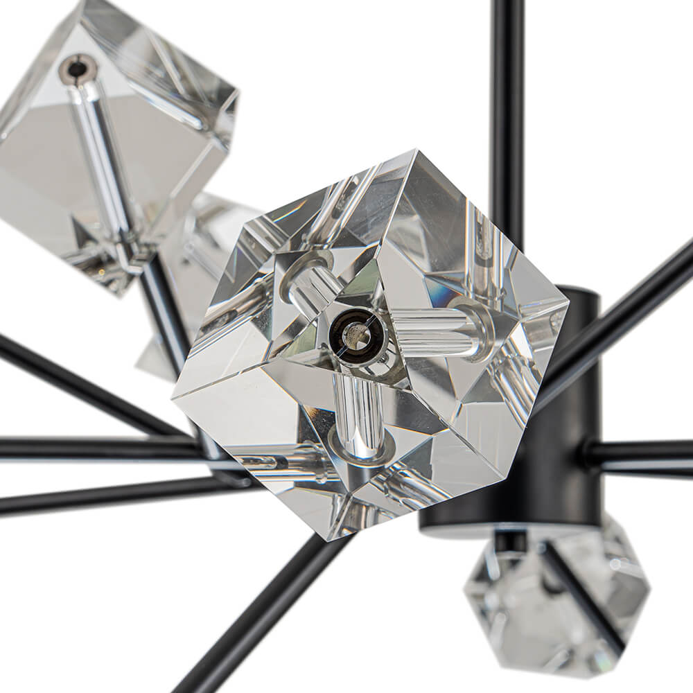 Modern 18 - Light Linear Sputnik Cluster Cube Crystal Chandelier - LightfixturesUAE