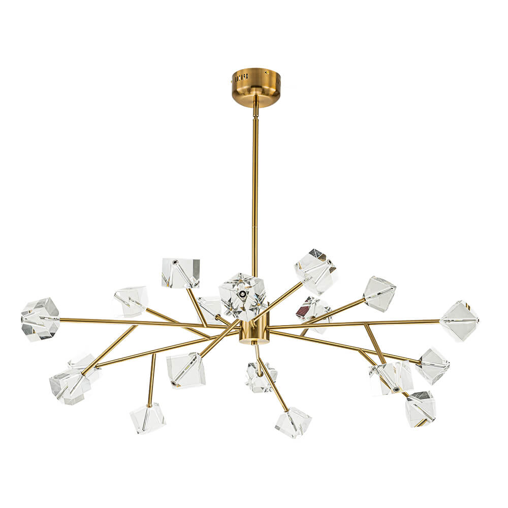 Modern 18 - Light Linear Sputnik Cluster Cube Crystal Chandelier - LightfixturesUAE