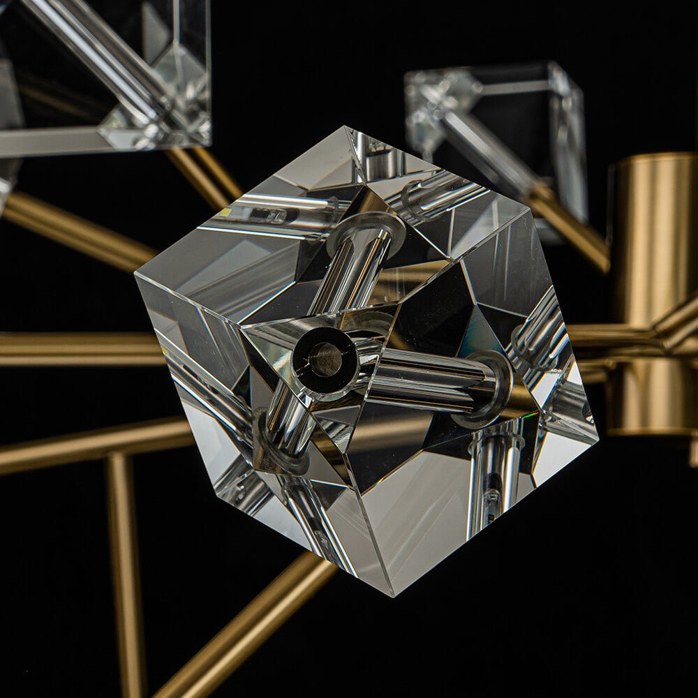 Modern 18 - Light Linear Sputnik Cluster Cube Crystal Chandelier - LightfixturesUAE