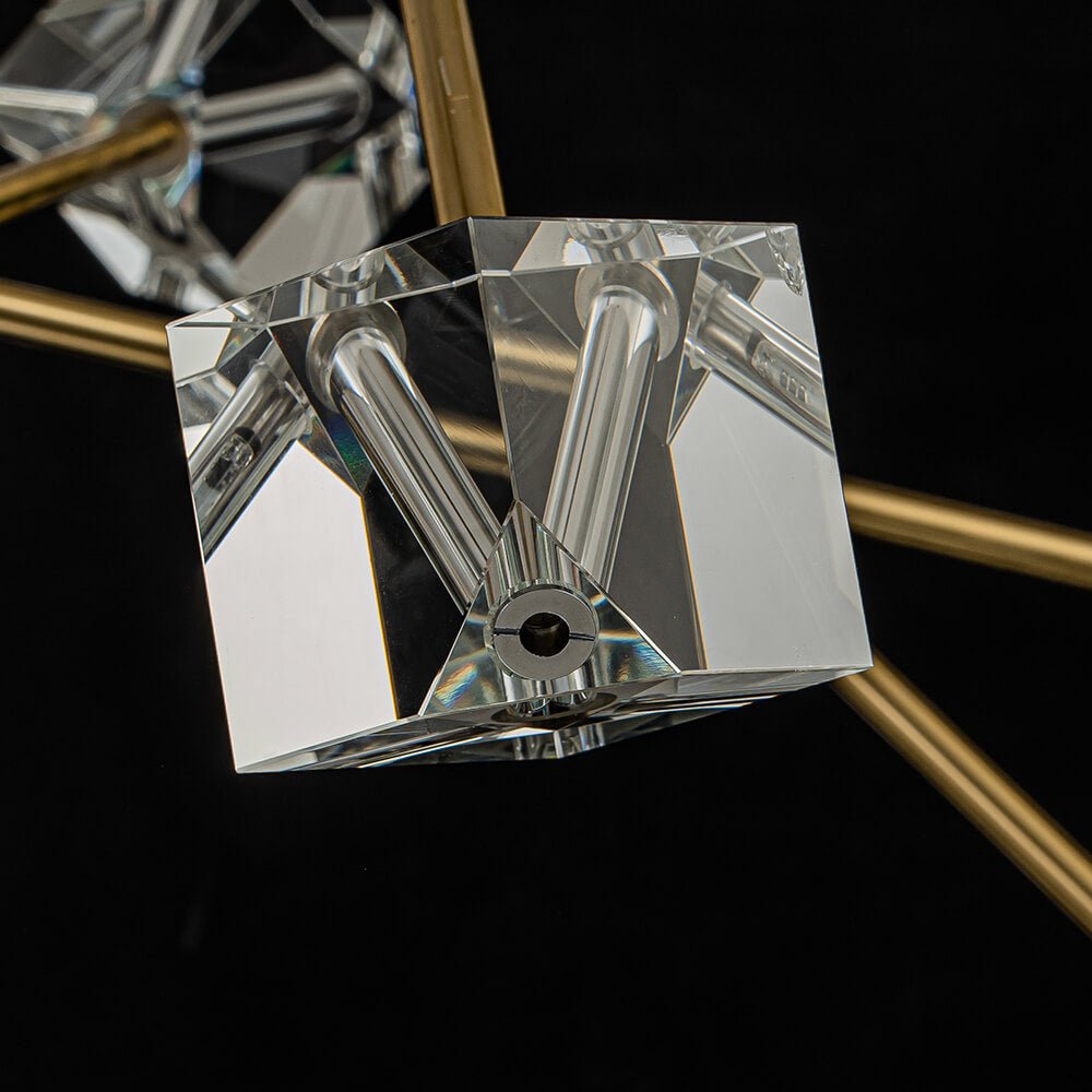 Modern 18 - Light Linear Sputnik Cluster Cube Crystal Chandelier - LightfixturesUAE