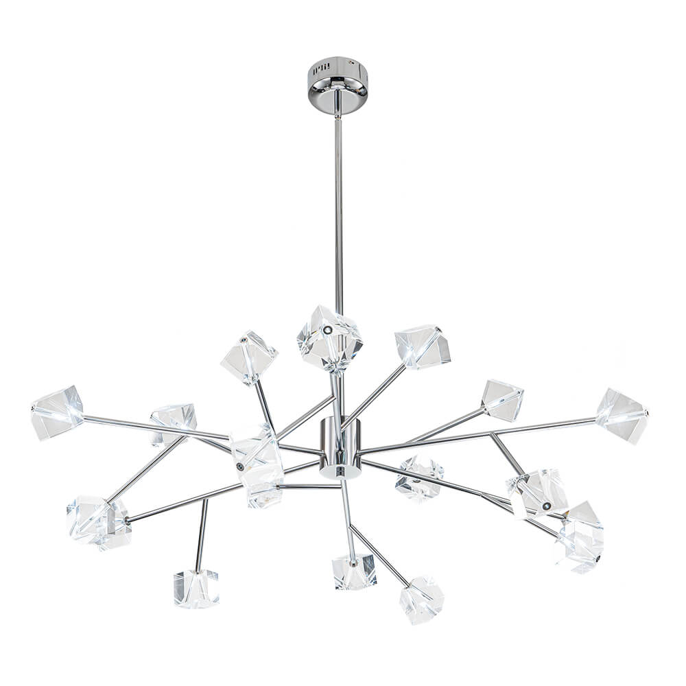Modern 18 - Light Linear Sputnik Cluster Cube Crystal Chandelier - LightfixturesUAE