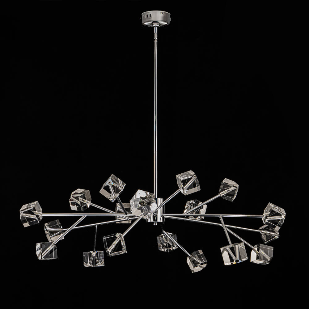 Modern 18 - Light Linear Sputnik Cluster Cube Crystal Chandelier - LightfixturesUAE