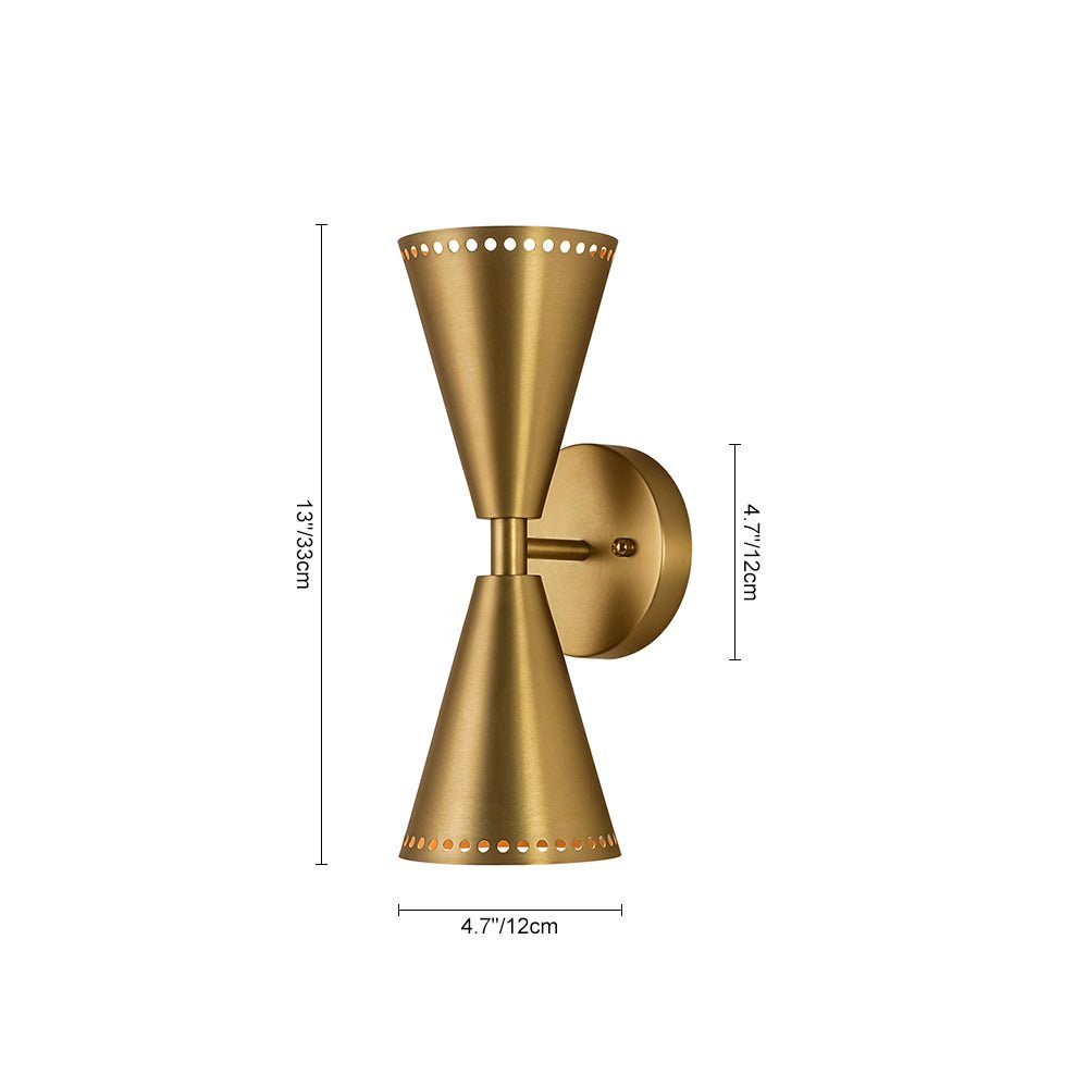 Modern 2 - Light Brushed Brass Double - Conical Wall Sconce - LightfixturesUAE