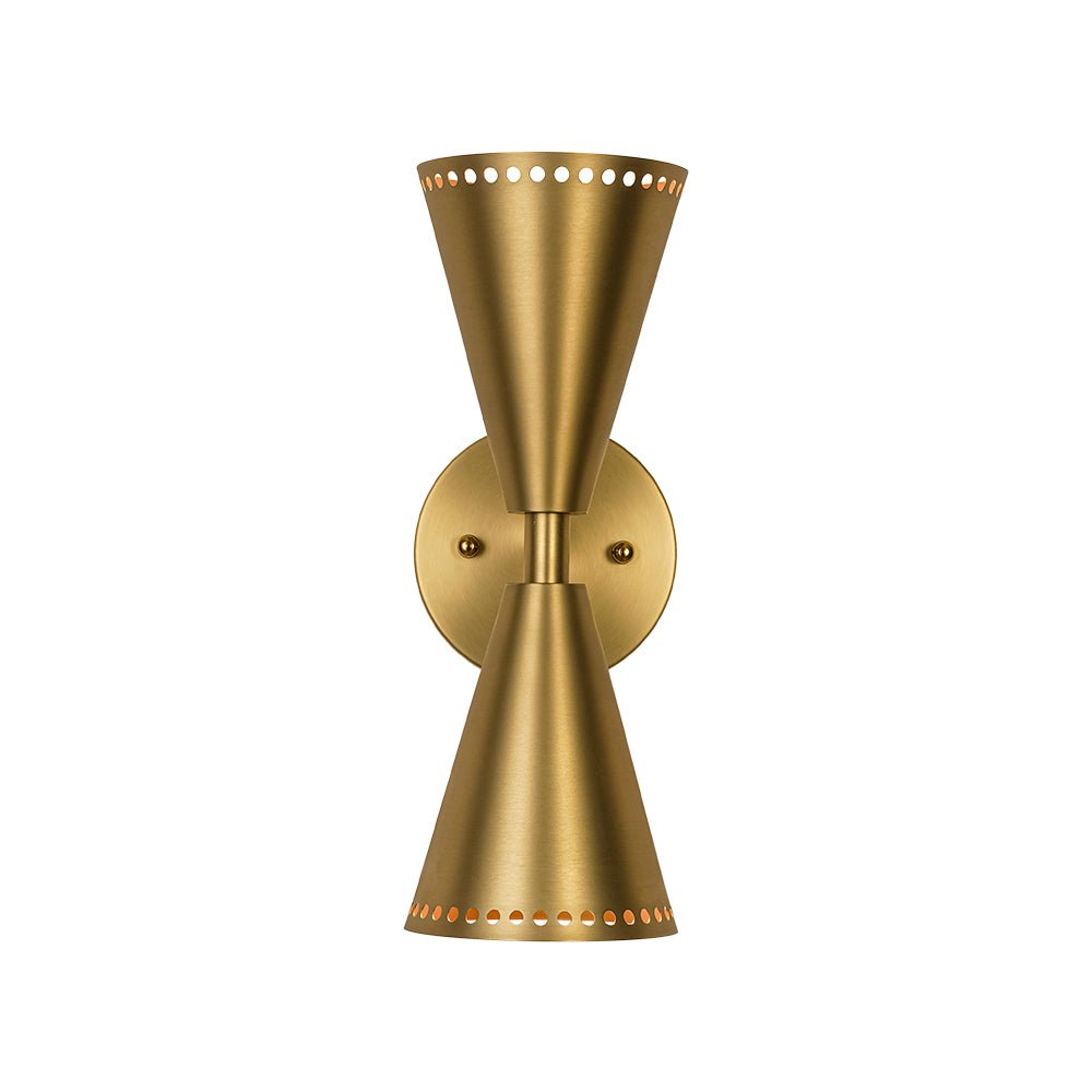 Modern 2 - Light Brushed Brass Double - Conical Wall Sconce - LightfixturesUAE