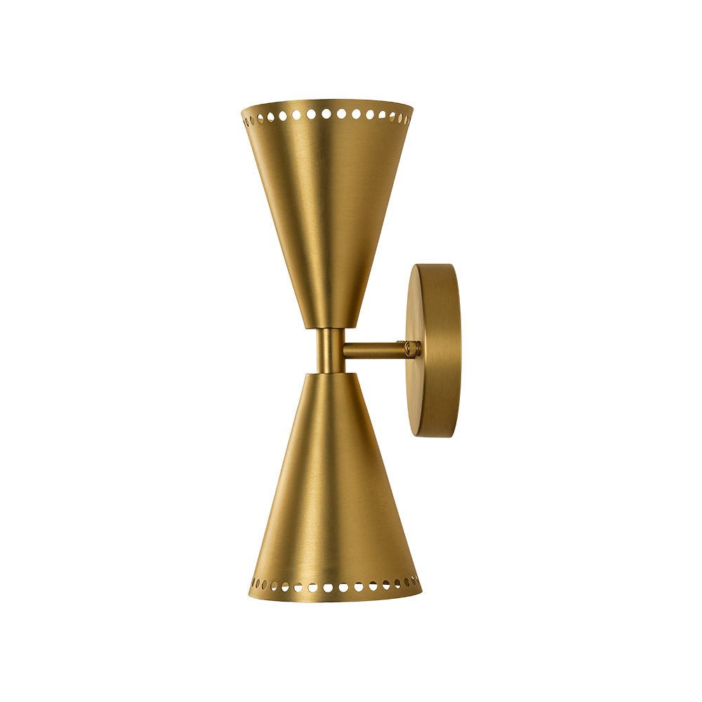 Modern 2 - Light Brushed Brass Double - Conical Wall Sconce - LightfixturesUAE