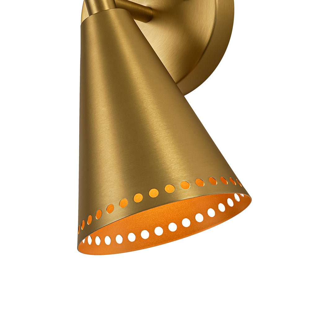 Modern 2 - Light Brushed Brass Double - Conical Wall Sconce - LightfixturesUAE