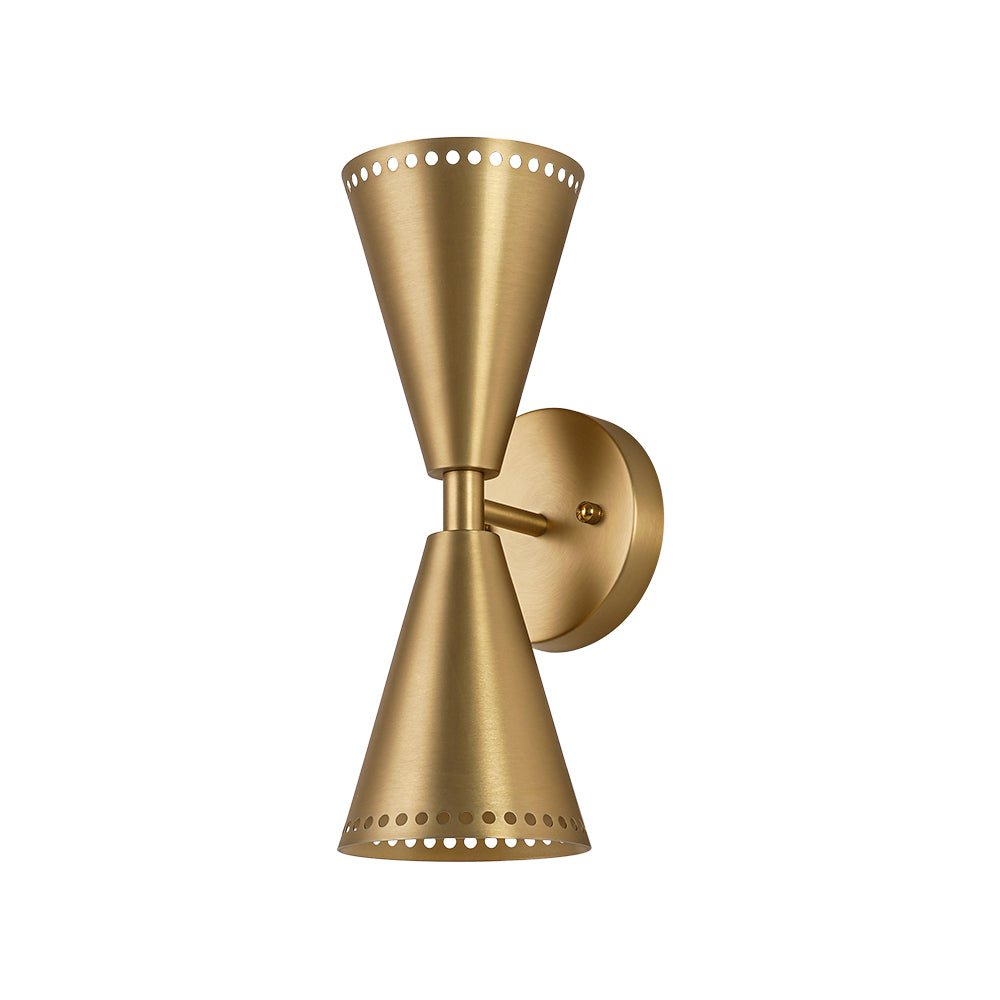 Modern 2 - Light Brushed Brass Double - Conical Wall Sconce - LightfixturesUAE