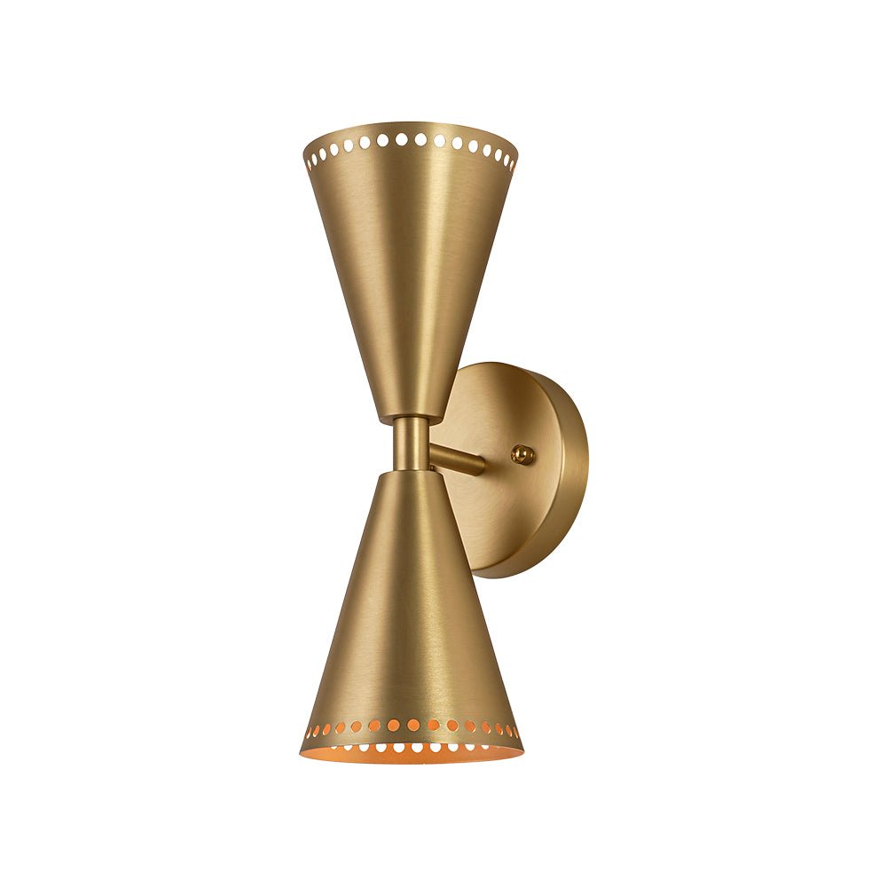 Modern 2 - Light Brushed Brass Double - Conical Wall Sconce - LightfixturesUAE