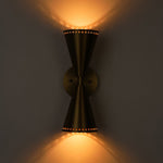 Modern 2 - Light Brushed Brass Double - Conical Wall Sconce - LightfixturesUAE