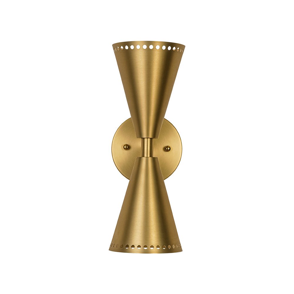 Modern 2 - Light Brushed Brass Double - Conical Wall Sconce - LightfixturesUAE