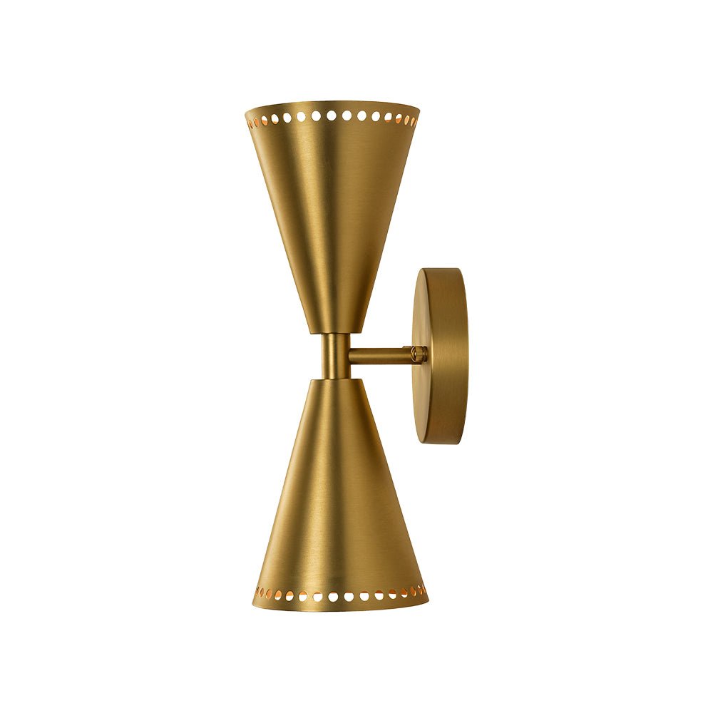 Modern 2 - Light Brushed Brass Double - Conical Wall Sconce - LightfixturesUAE