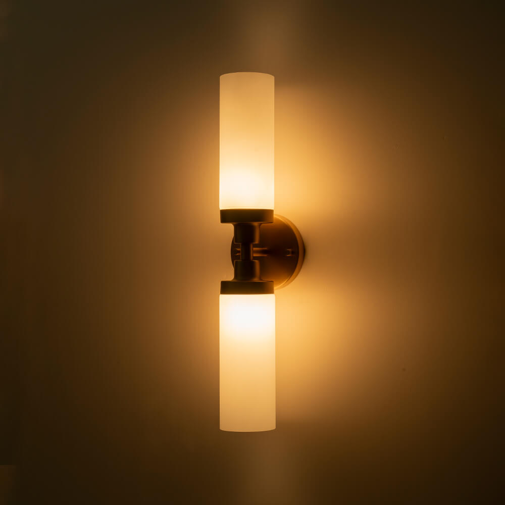 Modern 2 - Light Cylindrical Opal Glass Bathroom Sconces - LightfixturesUAE