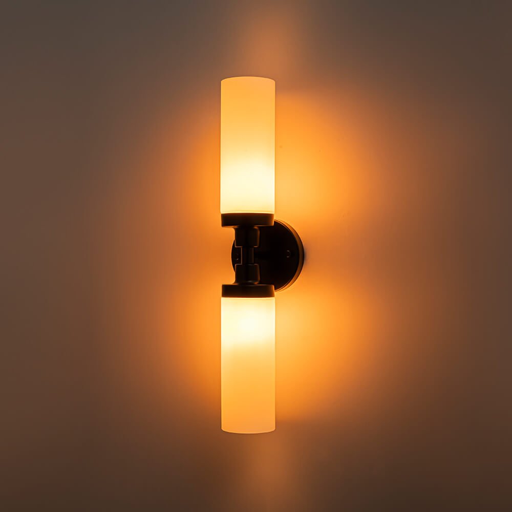 Modern 2 - Light Cylindrical Opal Glass Bathroom Sconces - LightfixturesUAE