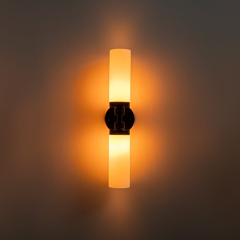 Modern 2 - Light Cylindrical Opal Glass Bathroom Sconces - LightfixturesUAE