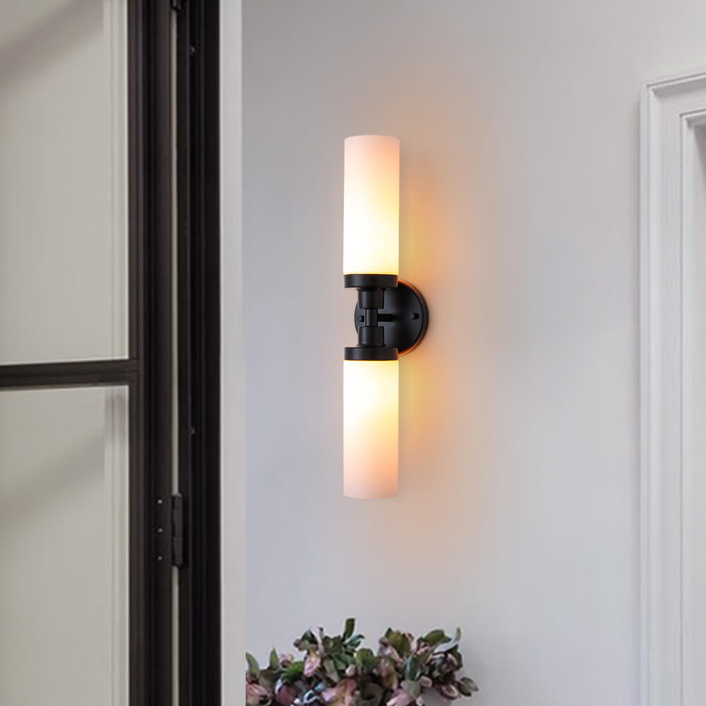 Modern 2 - Light Cylindrical Opal Glass Bathroom Sconces - LightfixturesUAE