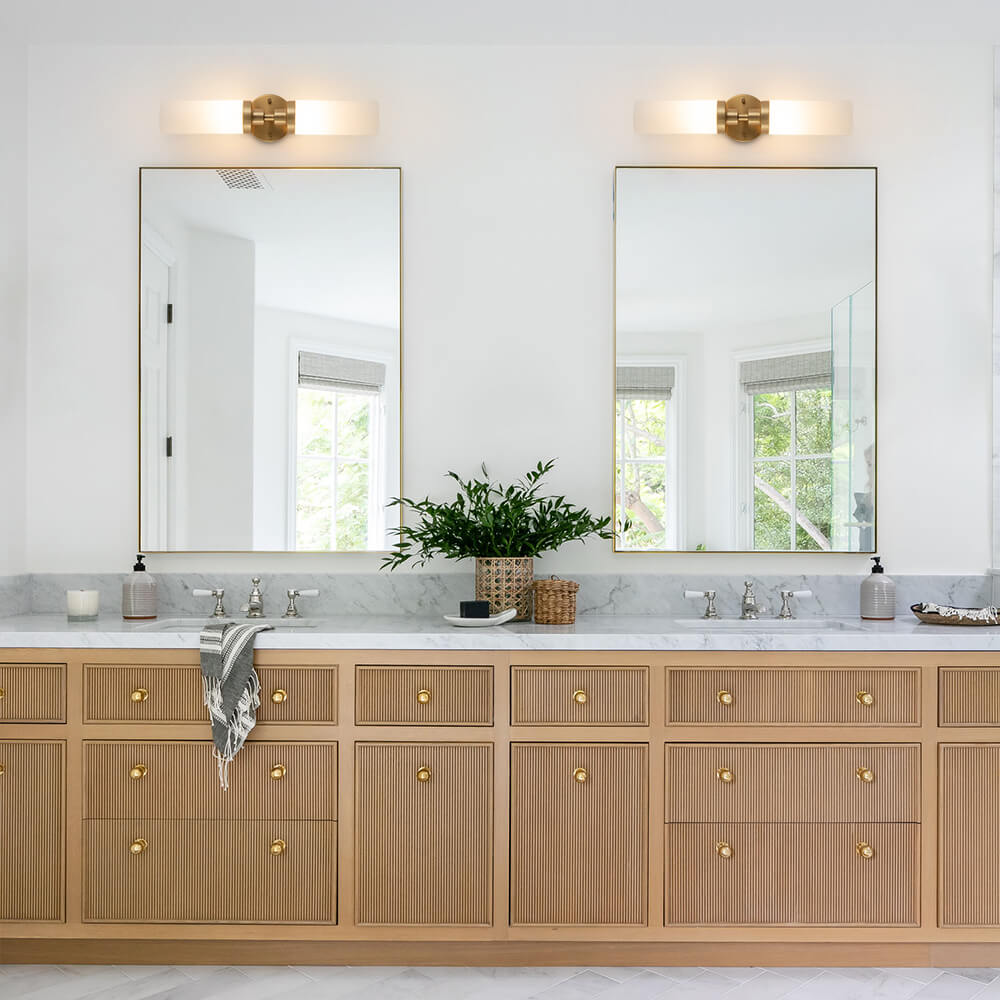 Modern 2 - Light Cylindrical Opal Glass Bathroom Sconces - LightfixturesUAE
