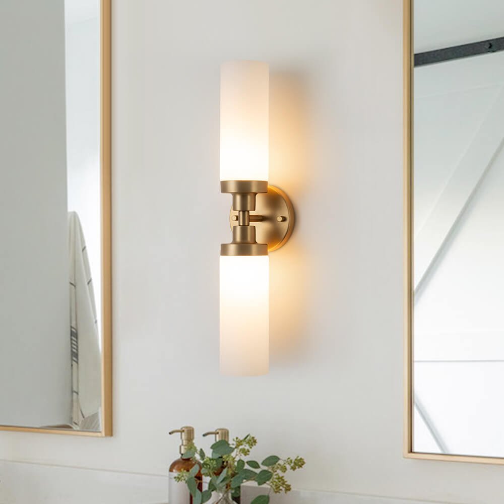 Modern 2 - Light Cylindrical Opal Glass Bathroom Sconces - LightfixturesUAE