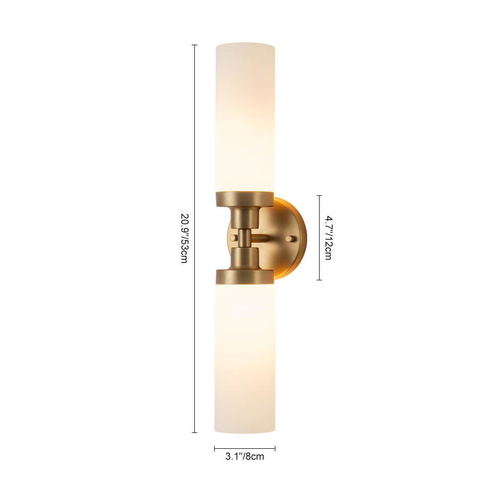 Modern 2 - Light Cylindrical Opal Glass Bathroom Sconces - LightfixturesUAE
