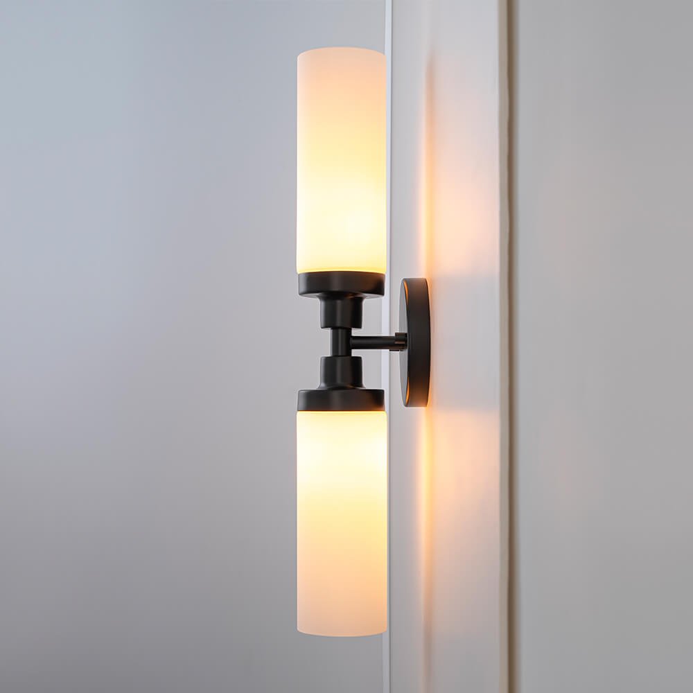 Modern 2 - Light Cylindrical Opal Glass Bathroom Sconces - LightfixturesUAE