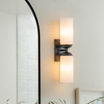 Modern 2 - Light Cylindrical Opal White Glass Vanity Wall Sconce - LightfixturesUAE