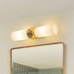 Modern 2 - Light Cylindrical Opal White Glass Vanity Wall Sconce - LightfixturesUAE